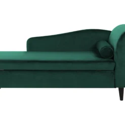 Chaise Longue Côté Droit En Velours Vert Foncé LUIRO