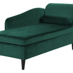 Chaise Longue Côté Droit En Velours Vert Foncé LUIRO -Promos Chesteris Boutique meridienne 11798665
