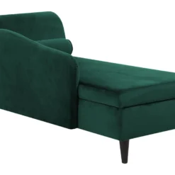 Chaise Longue Côté Droit En Velours Vert Foncé LUIRO -Promos Chesteris Boutique meridienne 11798667