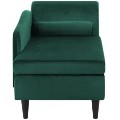 Chaise Longue Côté Droit En Velours Vert Foncé LUIRO -Promos Chesteris Boutique meridienne 11798669