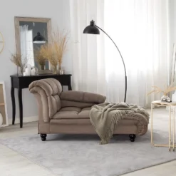 Chaise Longue En Tissu Taupe LORMONT