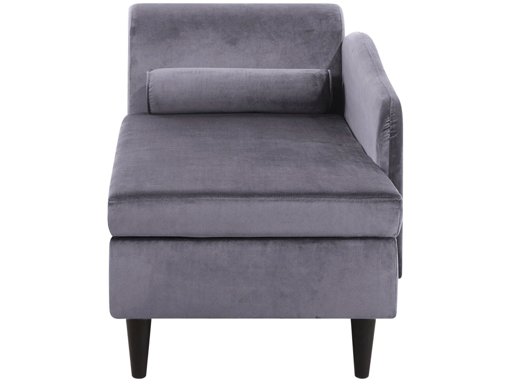 Chaise Longue Côté Gauche En Velours Gris Foncé LUIRO 5 Chaise Longue Côté Gauche En Velours Gris Foncé LUIRO – Image 5