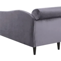 Chaise Longue Côté Gauche En Velours Gris Foncé LUIRO 16 Chaise Longue Côté Gauche En Velours Gris Foncé LUIRO -Promos Chesteris Boutique meridienne 12014091