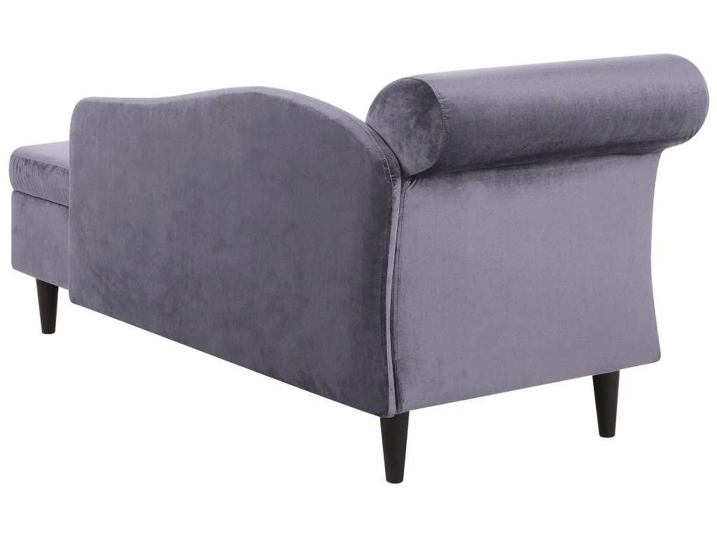 Chaise Longue Côté Gauche En Velours Gris Foncé LUIRO 8 Chaise Longue Côté Gauche En Velours Gris Foncé LUIRO – Image 8