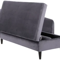 Chaise Longue Côté Gauche En Velours Gris Foncé LUIRO 17 Chaise Longue Côté Gauche En Velours Gris Foncé LUIRO -Promos Chesteris Boutique meridienne 12014093