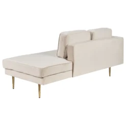 Chaise Longue Côté Gauche En Velours Beige MIRAMAS -Promos Chesteris Boutique meridienne 12309495