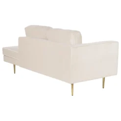 Chaise Longue Côté Gauche En Velours Beige MIRAMAS -Promos Chesteris Boutique meridienne 12309497