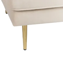 Chaise Longue Côté Gauche En Velours Beige MIRAMAS -Promos Chesteris Boutique meridienne 12309503