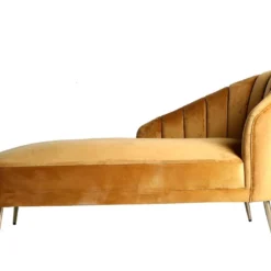 Méridienne En Acier Et Velours En Jaune Moutarde 153x82x83