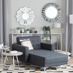 Chaise Longue En Tissu Gris Foncé ABERDEEN