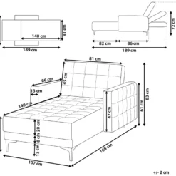 Chaise Longue En Tissu Gris Foncé ABERDEEN -Promos Chesteris Boutique meridienne 14838271