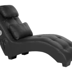 Chaise Longue En Cuir PU Noir Avec Haut Parleur Bluetooth Et Port USB SIMORRE