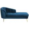 Chaise Longue Côté Gauche En Velours Bleu Cobalt ALLIER