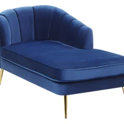 Chaise Longue Côté Gauche En Velours Bleu Cobalt ALLIER -Promos Chesteris Boutique meridienne 16201705