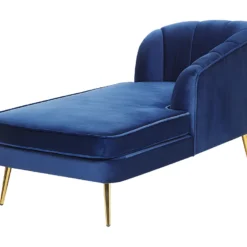Chaise Longue Côté Gauche En Velours Bleu Cobalt ALLIER -Promos Chesteris Boutique meridienne 16201707