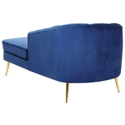 Chaise Longue Côté Gauche En Velours Bleu Cobalt ALLIER -Promos Chesteris Boutique meridienne 16201709