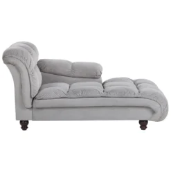 Chaise Longue En Velours Gris Clair LORMONT
