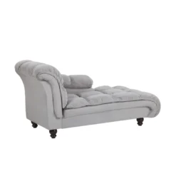 Chaise Longue En Velours Gris Clair LORMONT 11 Chaise Longue En Velours Gris Clair LORMONT -Promos Chesteris Boutique meridienne 16201919