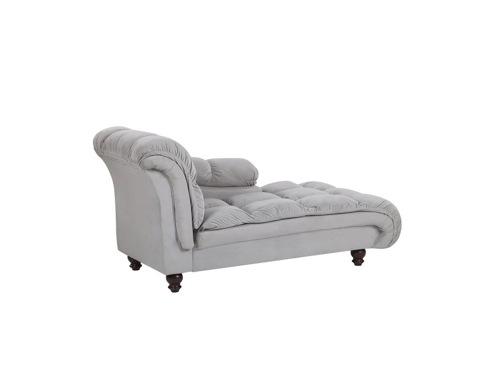 Chaise Longue En Velours Gris Clair LORMONT 4 Chaise Longue En Velours Gris Clair LORMONT – Image 4