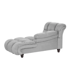Chaise Longue En Velours Gris Clair LORMONT 12 Chaise Longue En Velours Gris Clair LORMONT -Promos Chesteris Boutique meridienne 16201921
