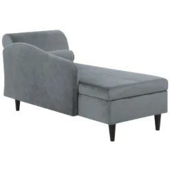 Chaise Longue Côté Droit En Velours Gris Clair LUIRO -Promos Chesteris Boutique meridienne 16202167