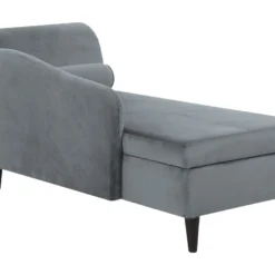 Chaise Longue Côté Droit En Velours Gris Clair LUIRO -Promos Chesteris Boutique meridienne 16202169
