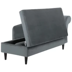 Chaise Longue Côté Droit En Velours Gris Clair LUIRO -Promos Chesteris Boutique meridienne 16202177