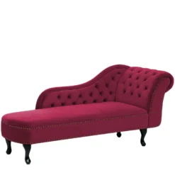 Méridienne Chesterfield Côté Droit En Velours Rouge NIMES -Promos Chesteris Boutique meridienne 16202221