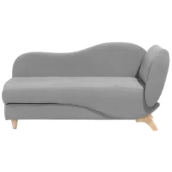 Chaise Longue Côté Droit En Velours Gris Clair MERI 13 Chaise Longue Côté Droit En Velours Gris Clair MERI -Promos Chesteris Boutique meridienne 16202353