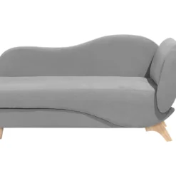 Chaise Longue Côté Droit En Velours Gris Clair MERI 14 Chaise Longue Côté Droit En Velours Gris Clair MERI -Promos Chesteris Boutique meridienne 16202355