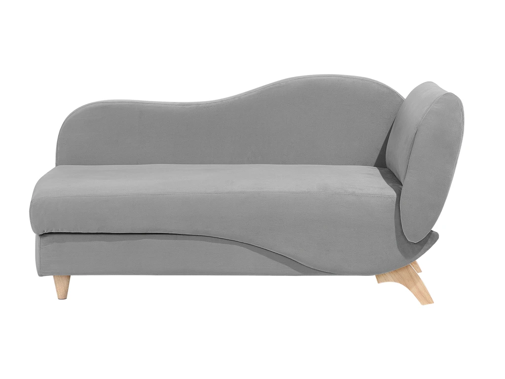 Chaise Longue Côté Droit En Velours Gris Clair MERI 5 Chaise Longue Côté Droit En Velours Gris Clair MERI – Image 5