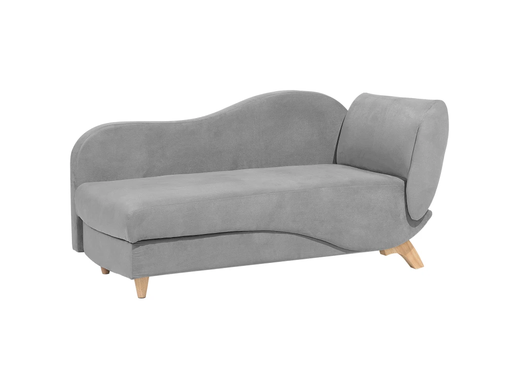 Chaise Longue Côté Droit En Velours Gris Clair MERI 6 Chaise Longue Côté Droit En Velours Gris Clair MERI – Image 6