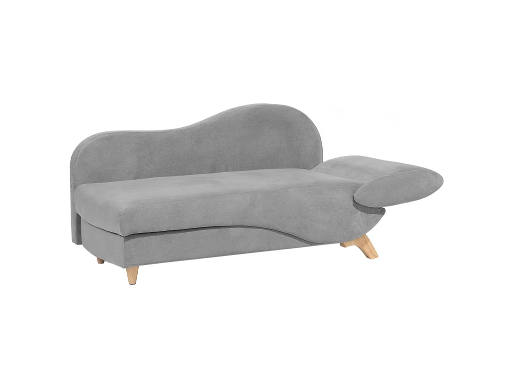 Chaise Longue Côté Droit En Velours Gris Clair MERI 7 Chaise Longue Côté Droit En Velours Gris Clair MERI – Image 7