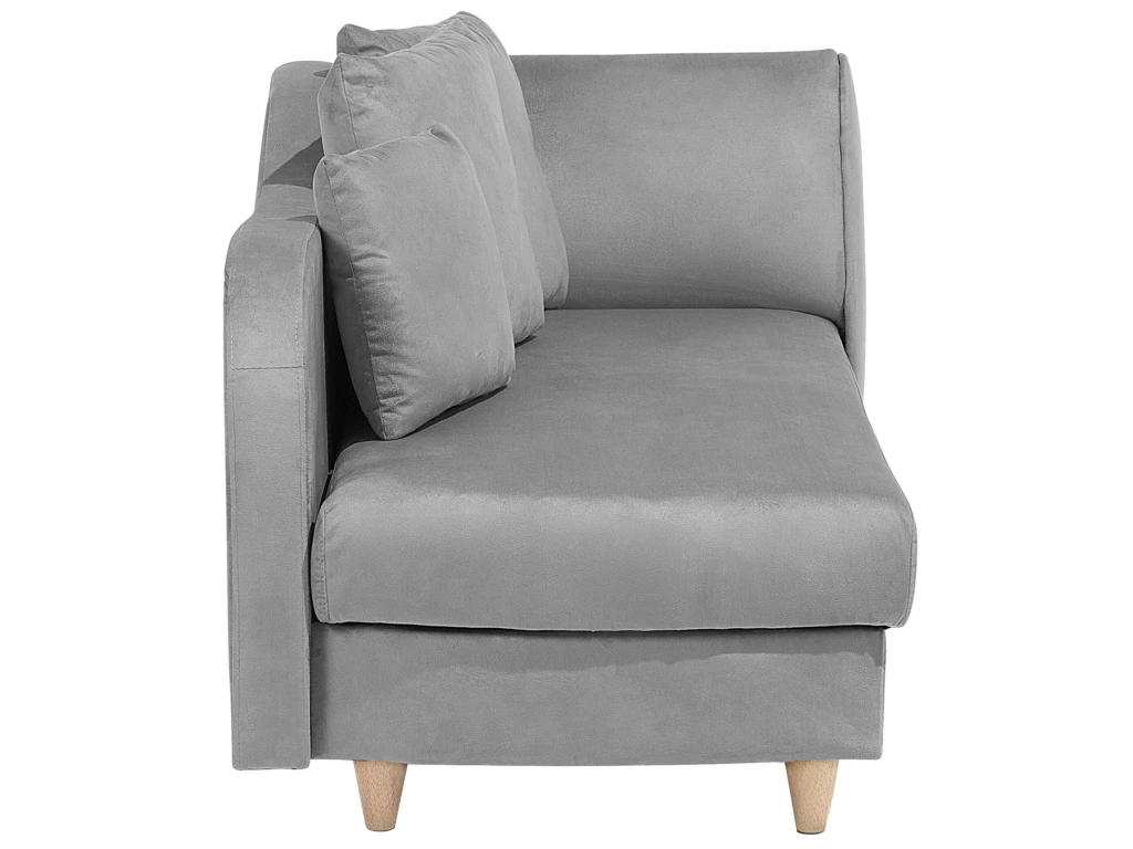 Chaise Longue Côté Droit En Velours Gris Clair MERI 8 Chaise Longue Côté Droit En Velours Gris Clair MERI – Image 8