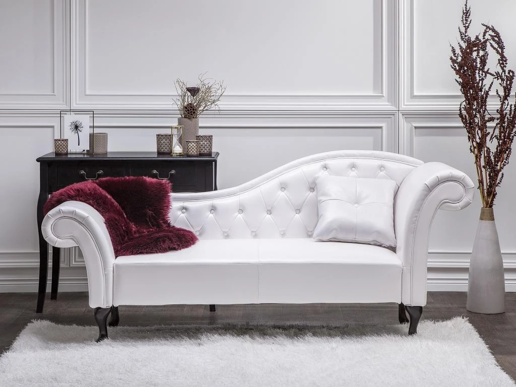 Méridienne Chesterfield Blanche Côté Droit LATTES 2 Méridienne Chesterfield Blanche Côté Droit LATTES – Image 2
