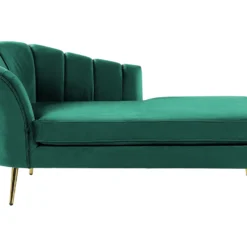 Chaise Longue Côté Gauche En Velours Vert ALLIER