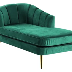 Chaise Longue Côté Gauche En Velours Vert ALLIER -Promos Chesteris Boutique meridienne 16203145