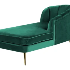 Chaise Longue Côté Gauche En Velours Vert ALLIER -Promos Chesteris Boutique meridienne 16203147