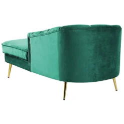 Chaise Longue Côté Gauche En Velours Vert ALLIER -Promos Chesteris Boutique meridienne 16203149