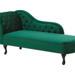 Chaise Longue Chesterfield En Velours Vert Côté Gauche NIMES -Promos Chesteris Boutique meridienne 16203309