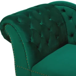 Chaise Longue Chesterfield En Velours Vert Côté Gauche NIMES -Promos Chesteris Boutique meridienne 16203313