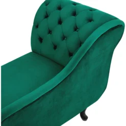 Chaise Longue Chesterfield En Velours Vert Côté Gauche NIMES -Promos Chesteris Boutique meridienne 16203317