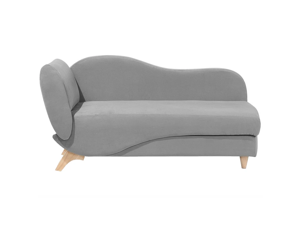 Chaise Longue Côté Gauche En Velours Gris Clair MERI 4 Chaise Longue Côté Gauche En Velours Gris Clair MERI – Image 4