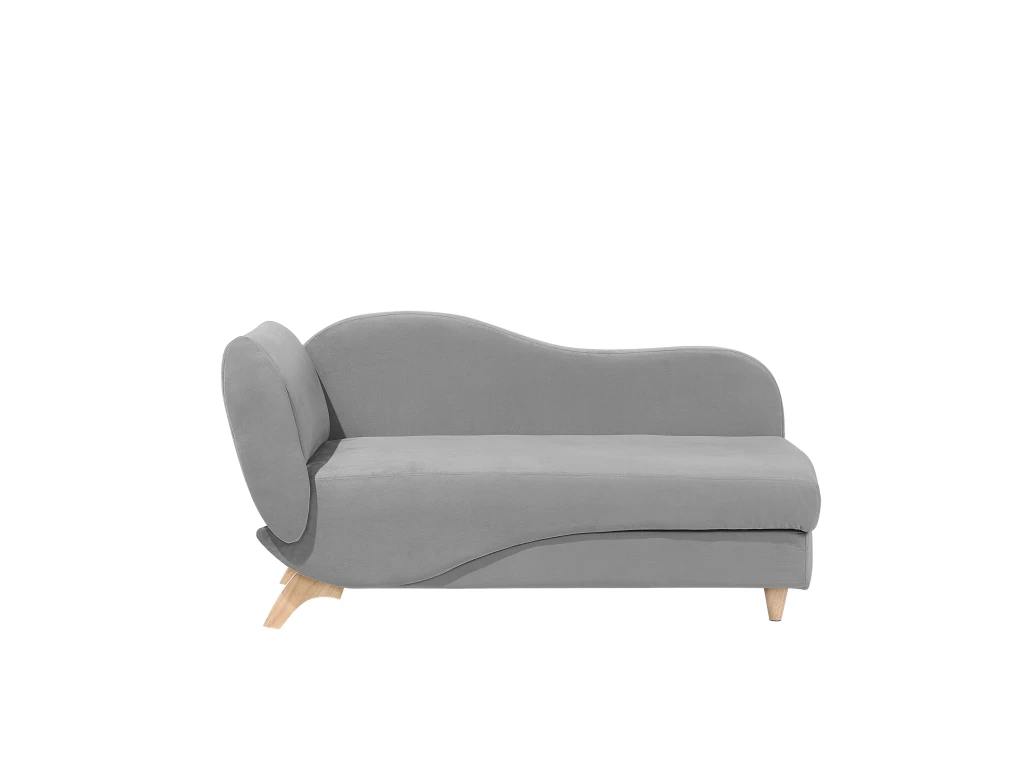 Chaise Longue Côté Gauche En Velours Gris Clair MERI 5 Chaise Longue Côté Gauche En Velours Gris Clair MERI – Image 5