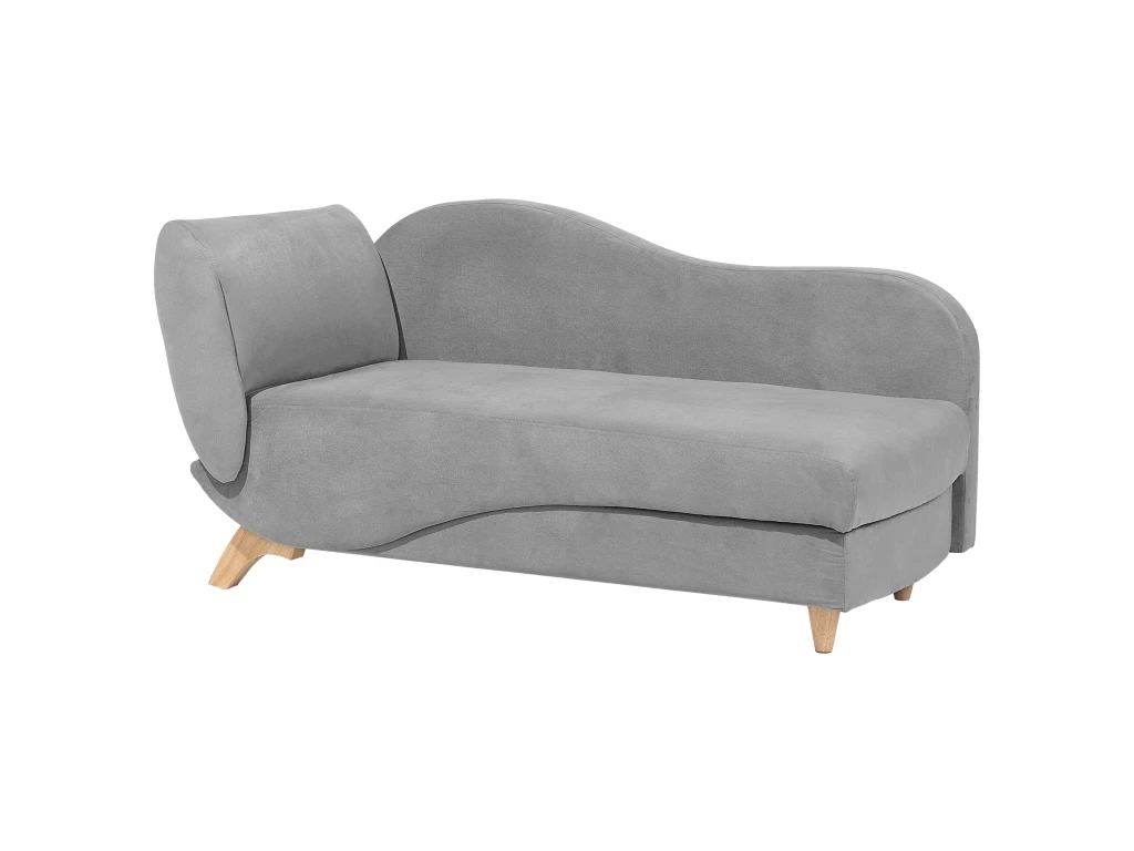 Chaise Longue Côté Gauche En Velours Gris Clair MERI 6 Chaise Longue Côté Gauche En Velours Gris Clair MERI – Image 6