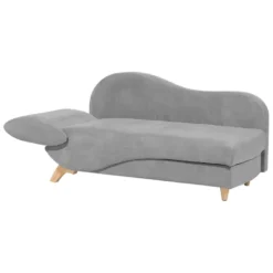 Chaise Longue Côté Gauche En Velours Gris Clair MERI 16 Chaise Longue Côté Gauche En Velours Gris Clair MERI -Promos Chesteris Boutique meridienne 16203759