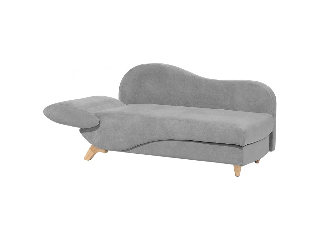 Chaise Longue Côté Gauche En Velours Gris Clair MERI 7 Chaise Longue Côté Gauche En Velours Gris Clair MERI – Image 7