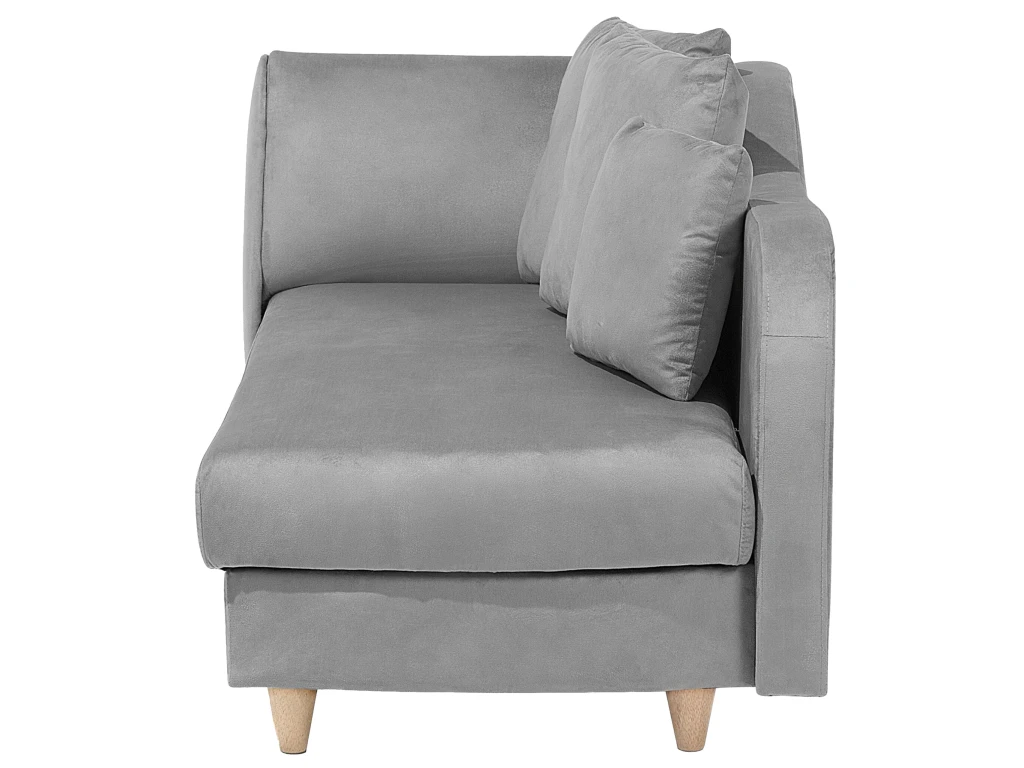 Chaise Longue Côté Gauche En Velours Gris Clair MERI 8 Chaise Longue Côté Gauche En Velours Gris Clair MERI – Image 8