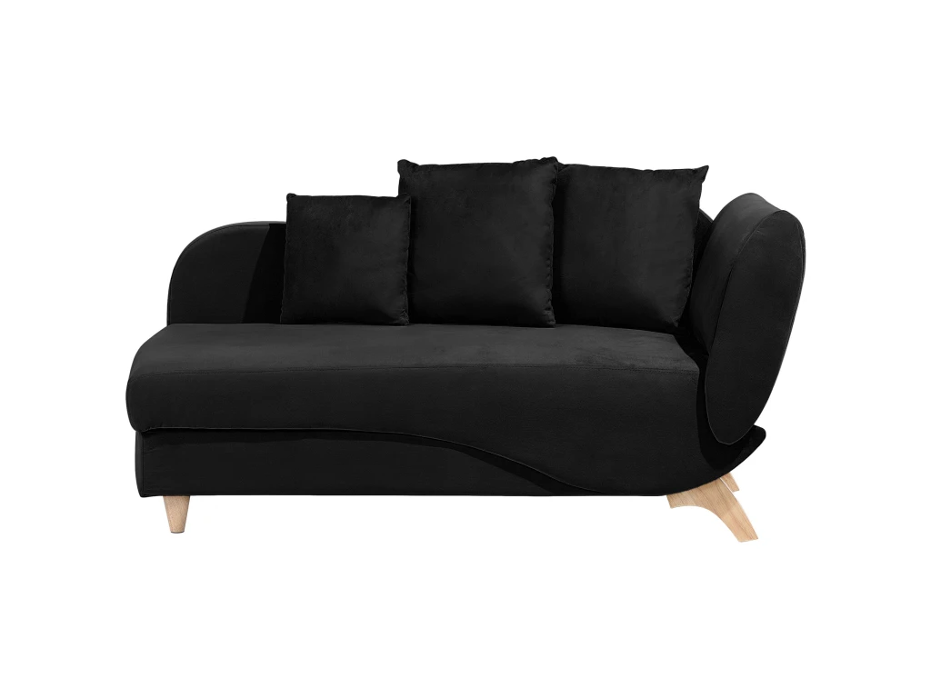Chaise Longue Côté Droit En Velours Noir MERI 1 Chaise Longue Côté Droit En Velours Noir MERI