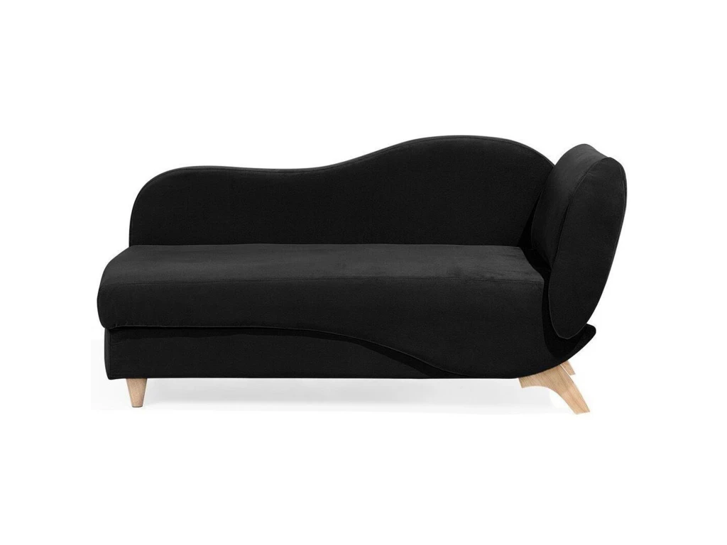 Chaise Longue Côté Droit En Velours Noir MERI 4 Chaise Longue Côté Droit En Velours Noir MERI – Image 4